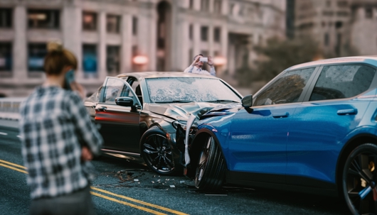head on car collision scene