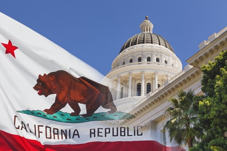 California State Capital with State Flag